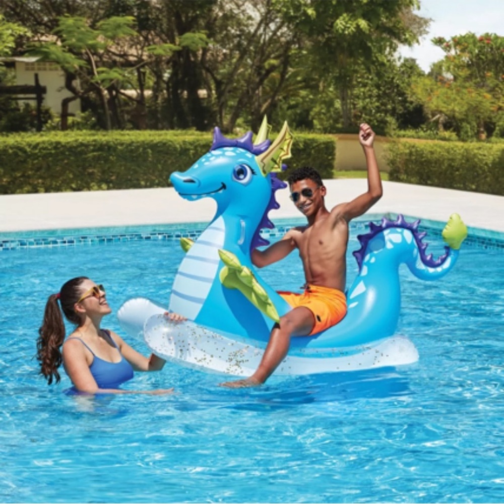 New Member's Mark Fun Inflatable Ride On Pool Float with Side Handles - Dragon - Picture 2 of 5